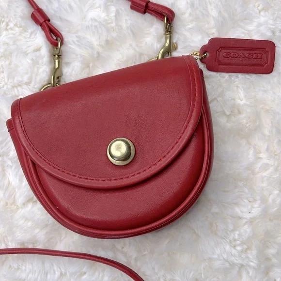 COACH l VINTAGE Red Leather Mini Belt Pouch Original Retro 80's 052-0152  USA - Picture 11 of 13